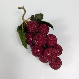 Vintage Beaded Raspberry Bunch Decorative Fruit